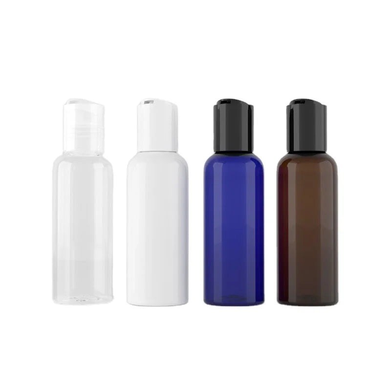 Wholesale 50ml PET Empty Amber Cosmetic Plastic Bottles Cheap Skincare Lotion Jars with Disc Cap and Pump Sprayer Seal