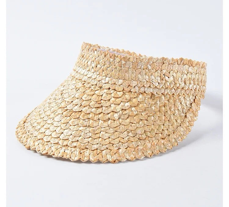 Women's Summer Wheat Straw Sunscreen Hat Big Brim Natural Visor for Outdoor Activities Vacation Travel Wholesale Beach Sun Hat