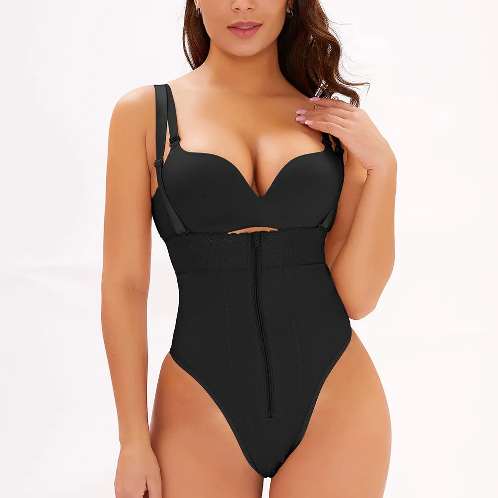 Women Waist Trainer Shapewear Thong Bodysuit Tummy Control Panty Faja Open Underwear Bust Body Shaper