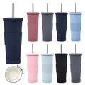 New Ceramic Inner Milk Tea Cup with Anti-Slip Sleeve 830ml Insulated Straw Tumbler Customized Logo Stainless Steel Straw Cup