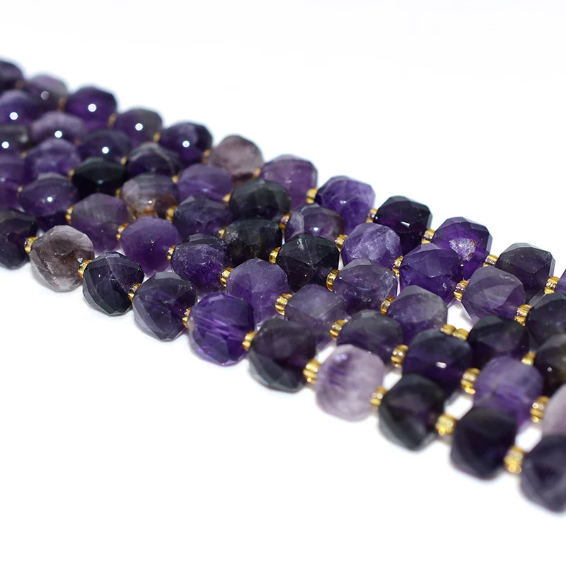 Factory Wholesale Price 100% Natural 8*8mm Faceted Dark Amethyst Loose Gemstone Beads