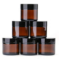 2 oz Round Glass Jars Empty Cosmetic Containers with Inner Liners Black Lids and Glass Sample Jars with Labels