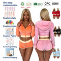 2026 Custom Women Athletic Jogger Suit Outfits Summer Solid Color Booty Yoga Crop Top Biker Shorts for Women 2 Piece Shorts Set