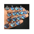 Hand Made Sterling Silver Fashion Healing Stones Crystal Jewelry  Natural Devil Blue Aquamarine Heart Charm Pendant