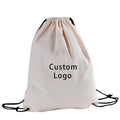 Custom Logo Fashion Natural Cotton Canvas Drawstring Backpack Bags Pouches for Travel