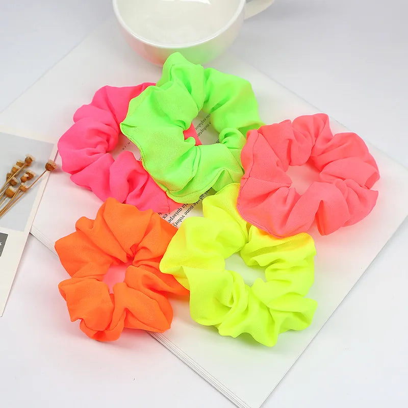 Iridescent Satin Hair Scrunchies Silk Elastic Hair Bands Skinny Ropes Scrunchies Hair Ties