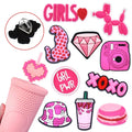 Wholesale Straw Topper Preppy pink Style Pvc Straw Toppers of Coffee bar Straw Cover