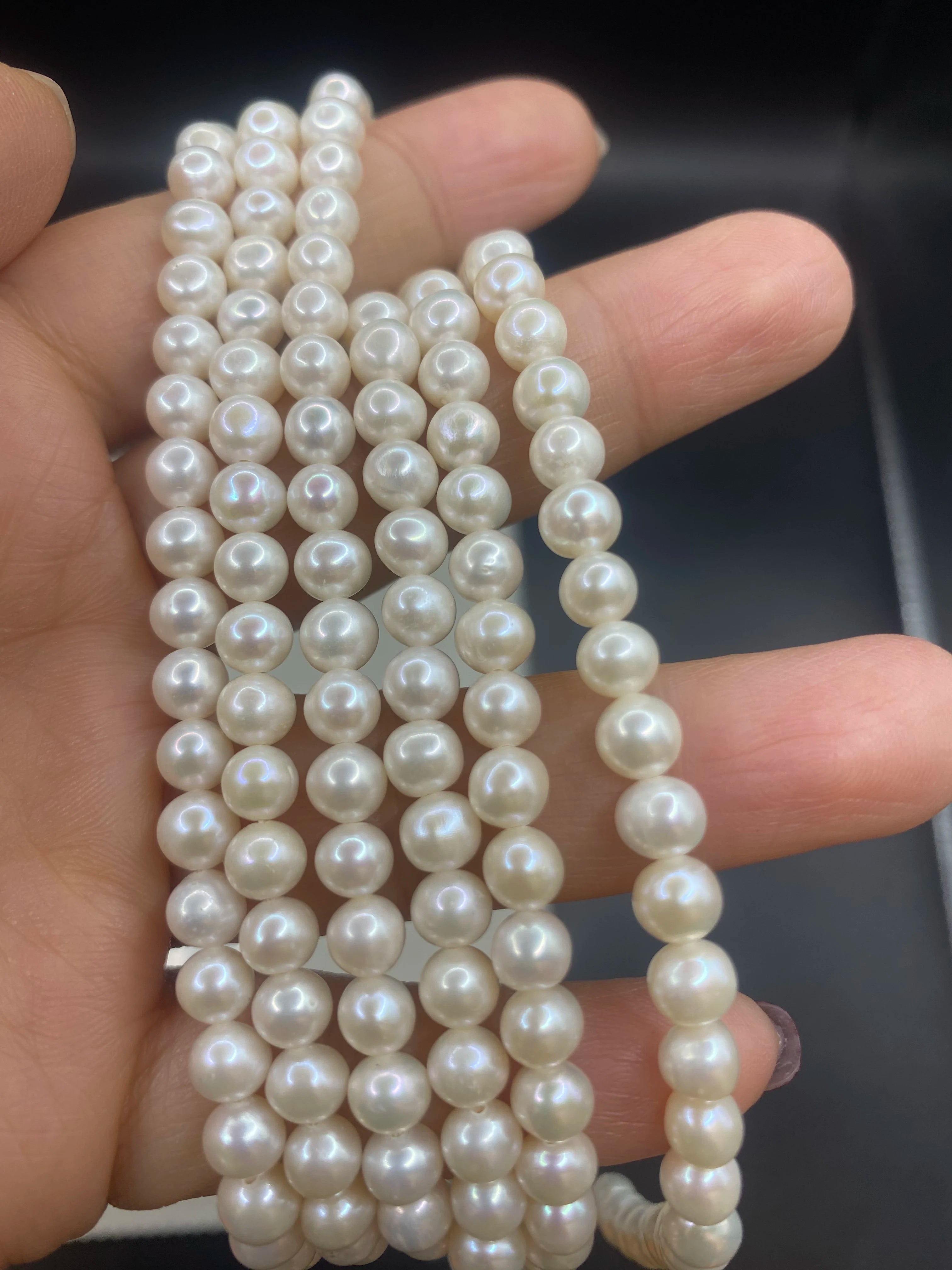 Fengzuan Jewelry Hot Selling Perfect White Pearl Strand Necklace AAA 3mm -12mm Natural Freshwater Pearls for Jewelry Making