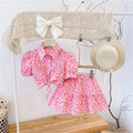 2025 Spring/Summer New High-Waisted Top and Skirt Set for Girls Quality Pink Leopard Print