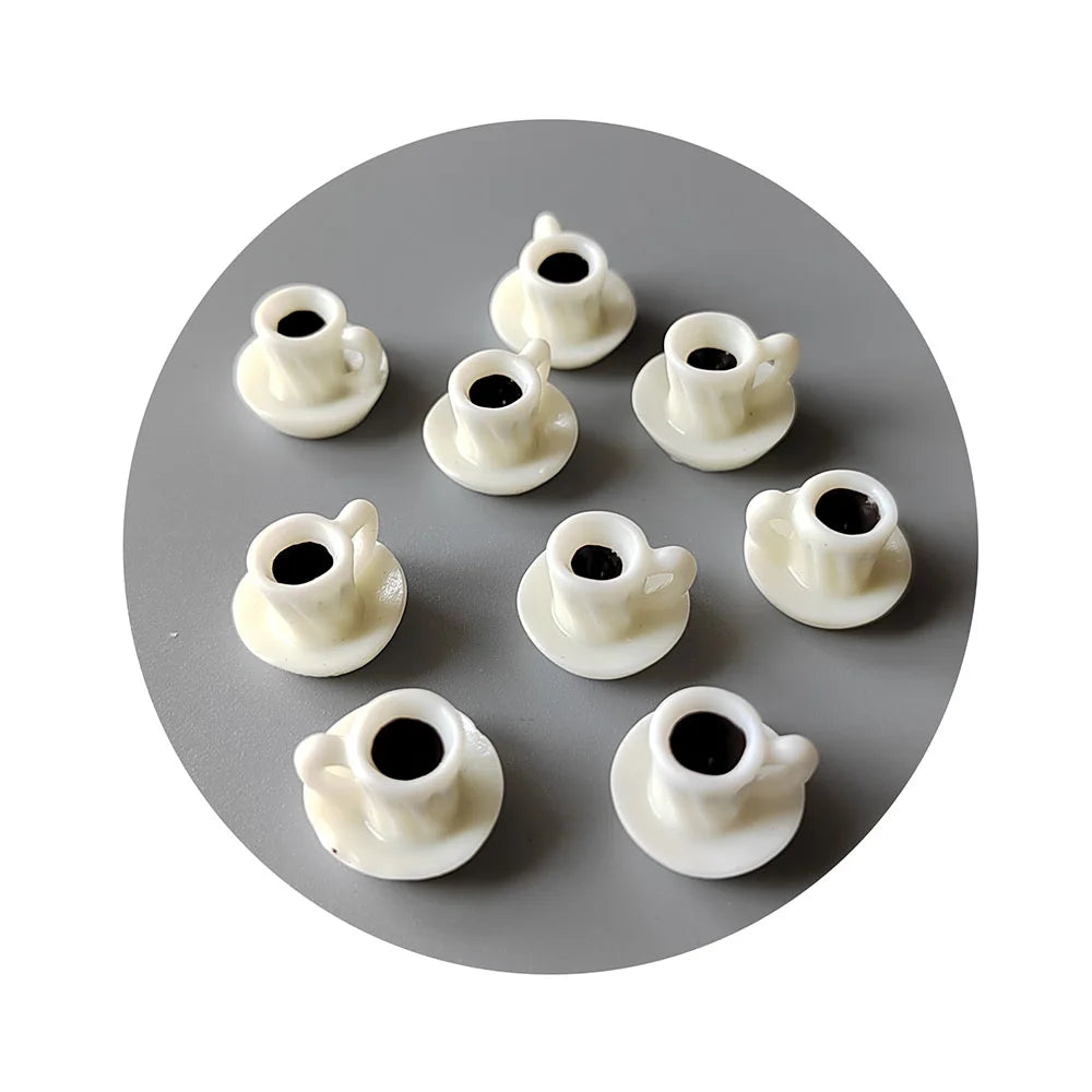 100pcs/lot Resin Miniature White Coffee Cup Resin Flat Back Cabochons for Phone Decoration Drinks Charms Crafts Making DIY