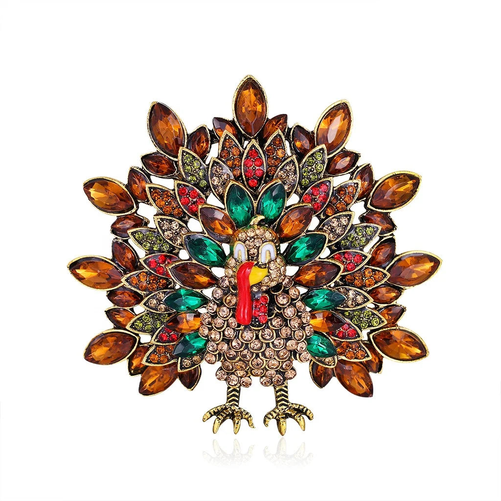 Thanksgiving Festival Turkey Brooch Pin Christmas Jewelry Gift Wedding Accessories