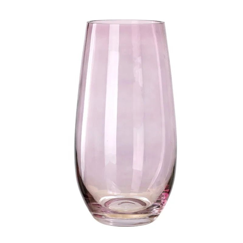 STOCK Wholesale Reusable pink Round Large Glass Vase for Home Decor