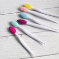 Double Side Soft Lip Scrub Brush Tool White Black Handle Silicone Exfoliating Lip Nose Brush for Peeling Lips Plump Smoother