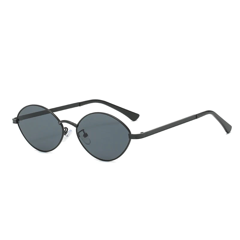 9195 Sunglasses for Women Korean Retro Style UV400 Polarized Sun Protection Gold Metal Oval Trendy for Europe America Driving