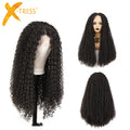X-TRESS Cheap Synthetic Hair Curly Wig With Middle Part 4"x1cm Lace Frontal Hair Wigs for Black Women Natural Hair Wigs