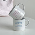 Solhui Ins Korean Style Pink Blue English Letter Ceramic Mug Simple Couple Breakfast Coffee Milk Cup