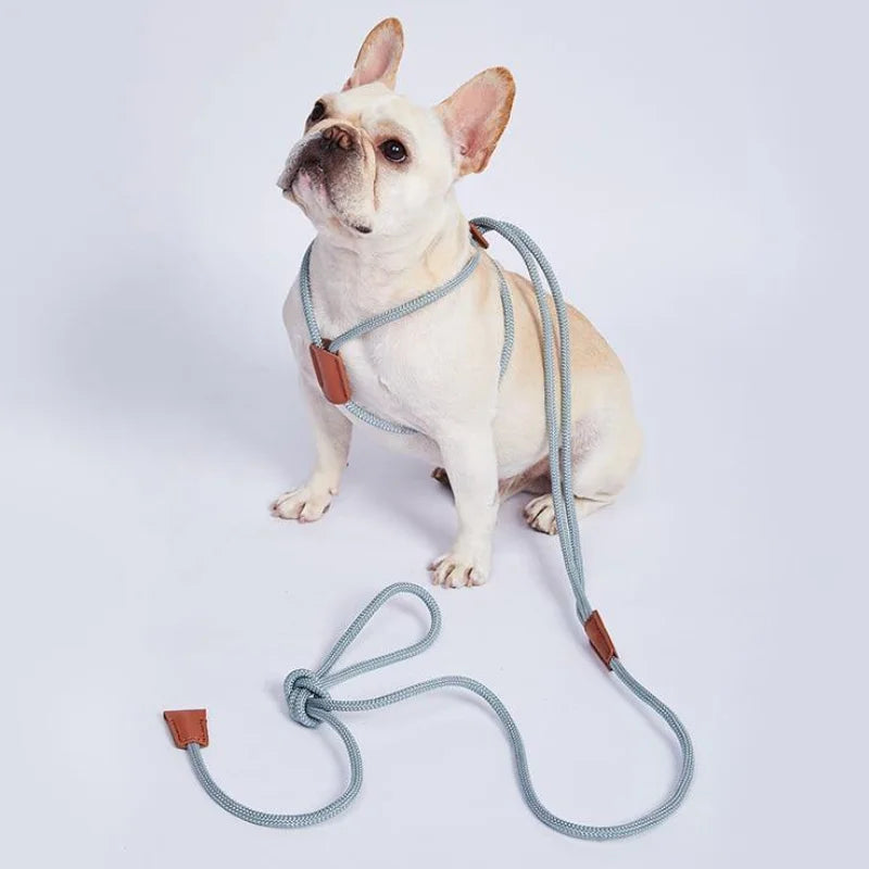 High Quality Nylon PU Leather Dog Leash Adjustable Integrated Dog Harness Durable Dog Leash