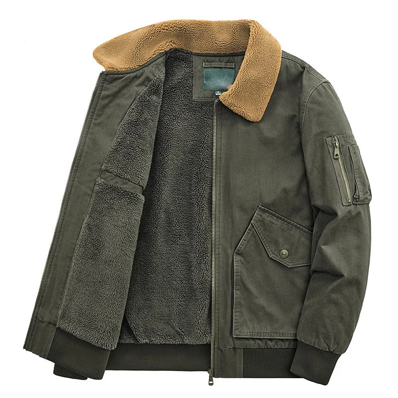 Streetwear Mens Warm Jacket Coat Winter Cargo Fleece Bomber Mens Pilot Jacket