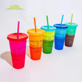 2024 2025 OEM 710ml Magic PP Reusable Cold Temperature Color Change Plastic Coffee Drinking Cup Tumbler With Lid and Straw
