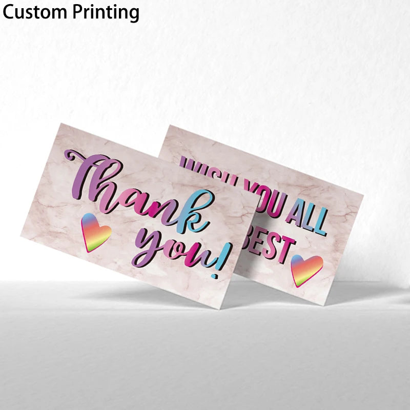 Wholesale 100pcs Black Luxury Wedding Gift Thank You Card Small Business Free Shipping Paper Packaging Offset Printing