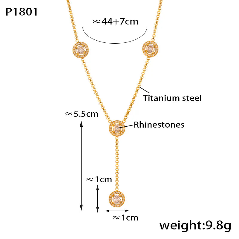 Fashion Simple Trend All Matching Temperament Jewelry Hollow Round Brand Diamond Design Sense Pendant  Stainless Steel Necklace