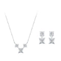 Light Luxury Fine Jewelry Set 925 Sterling Silver Sparking Four-pointed Star Earrings Necklace Two-piece Set for Birthday Gifts