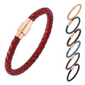 Women's Woven Leather Rope Bracelet with Magnetic Buckle Trendy New Leather Bracelet for Gifts