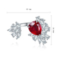 Factory Direct 925 Sterling Silver Pear Cut Lab Grown Ruby Gemstone Ring Trendy Unique Design Women's Wedding Party Claw Setting