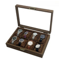 New Popular Design 8 Slot Retro Dark Walnut Grain Wooden Watch Jewellery Bracelets Organizer Box