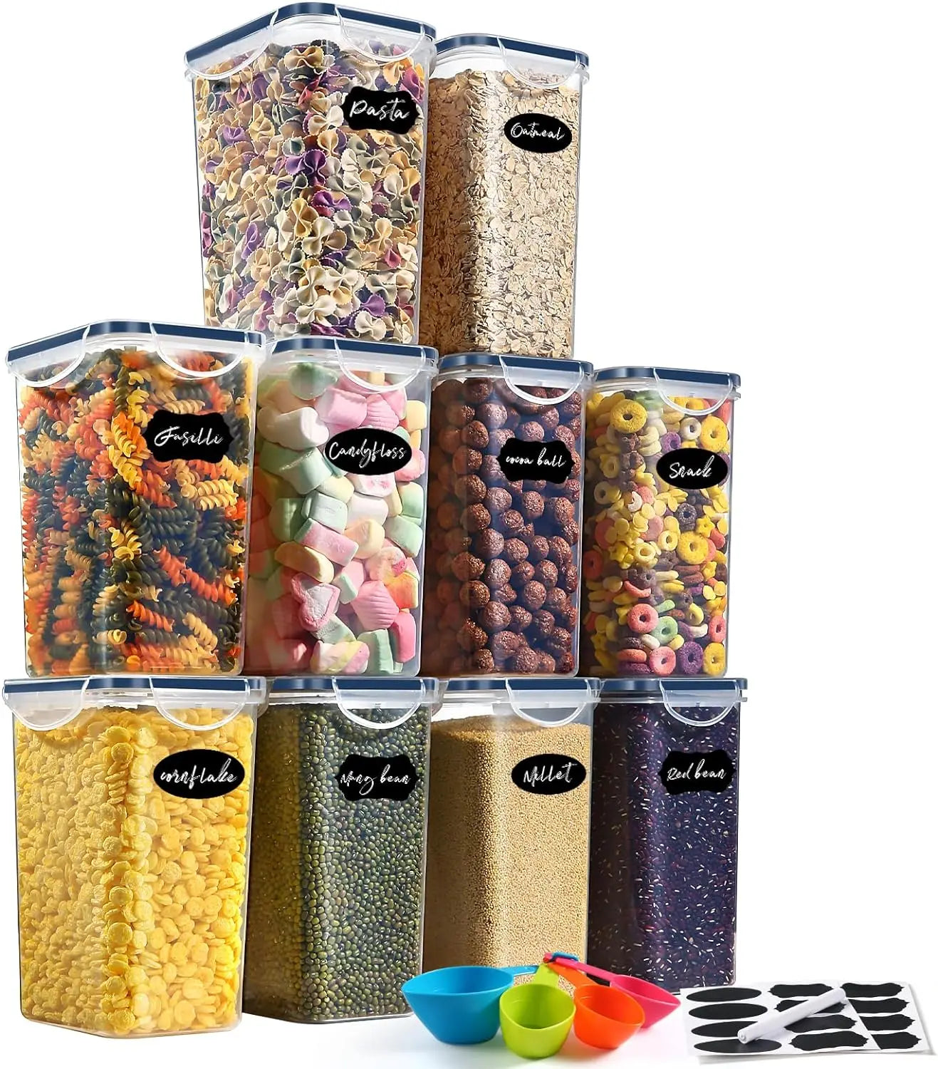 OWNSWING 10 Pack Airtight Food Storage Container Sugar Flour Dry Food Cereal Kitchen Organizers Food Storage Containers Sets