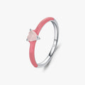 925 Sterling Silver Daily Accessories Fine Jewelry New Design Pink Enamel Ring Trendy Heart Crystal Promise Rings for Women