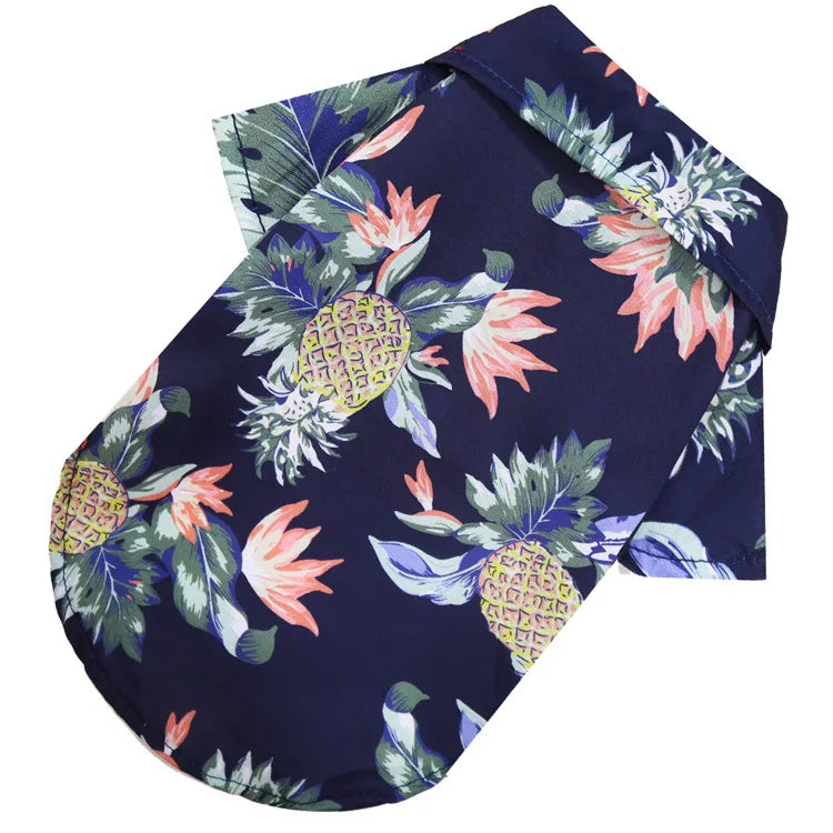 Dog Beach Pineapple Shirt for Spring Summer Modern Floral Pattern for Golden Retriever Cat Owners Four Seasons Clothing Supply