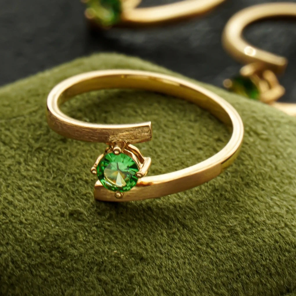 H&F Original 14k Real Gold Ring Vintage Natural Gemstone Laser Writing Machine Designs Names 14 Karat Solid Gold Rings