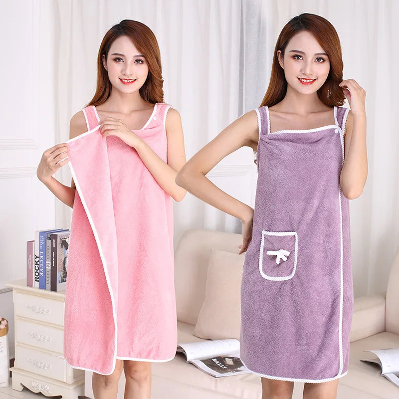 Custom Coral Fleece  Bath Wrap Around Towel for Woman Thick Bath Towels Towelling Bath Rope Dressing Gown