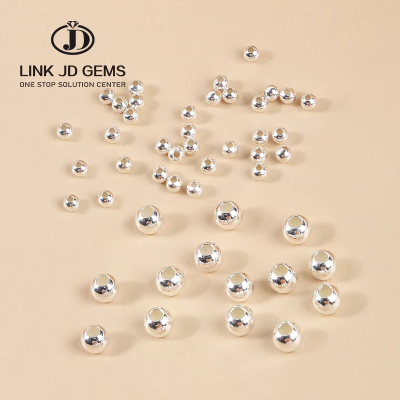 JD Brand Jewelry Accessories S925 Sterling Silver Metals Ball Spacer Silver Plated Beads for Jewelry Making
