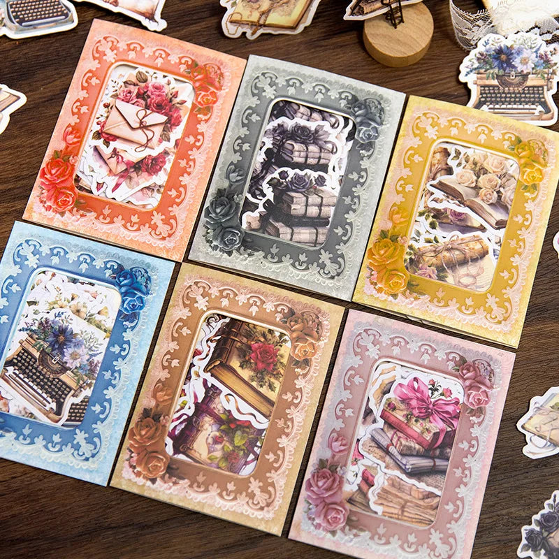 30pcs/pack Stickers Book Fragrance Time Series Retro Romantic Letter Handbook Material