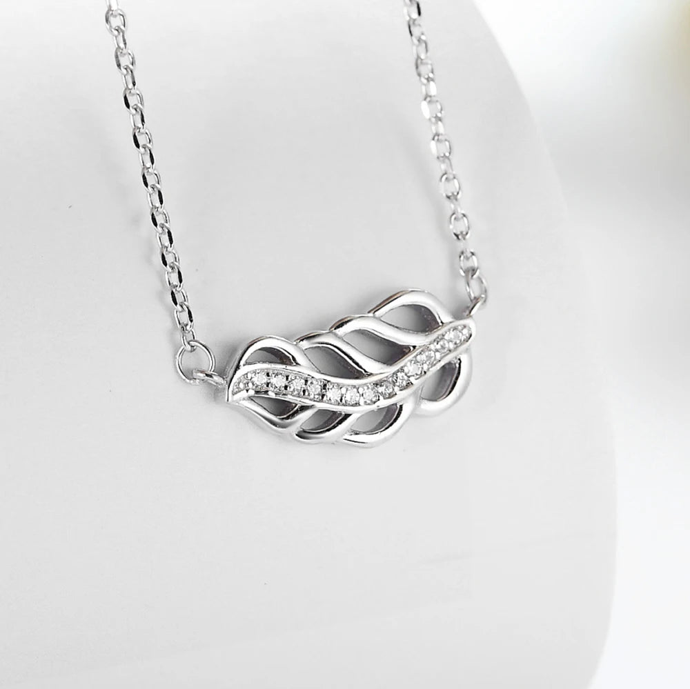 Design Wedding Fashion 925 Sterling Silver Necklaces Rhodium Plating Leaf Shape Necklace and Earring Set