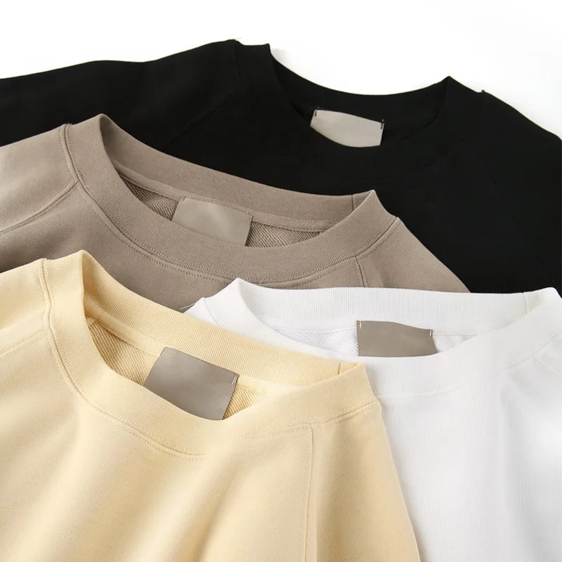 2025 New Arrival Plain Blank Sweatshirts Drop Shoulder Mens Sweatshirt Heavyweight Hoodie 460 Gsm Blank Sweatshirt Wholesale