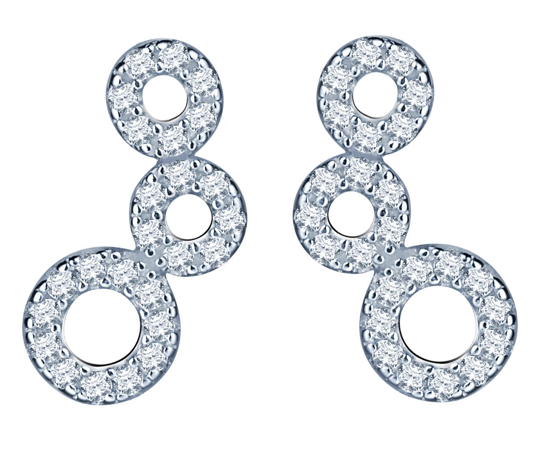 Wholesales Hollow Out Three Size Circle Dream Bubble Row Inlaid Zircon Stone Vintage S925 Sterling Silver Women's Earrings