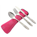 Online Top Seller 2023 Portablec Three-piece Travel Camping Cutlery Necessity Kit Durable Stainless Steel Tableware Gift