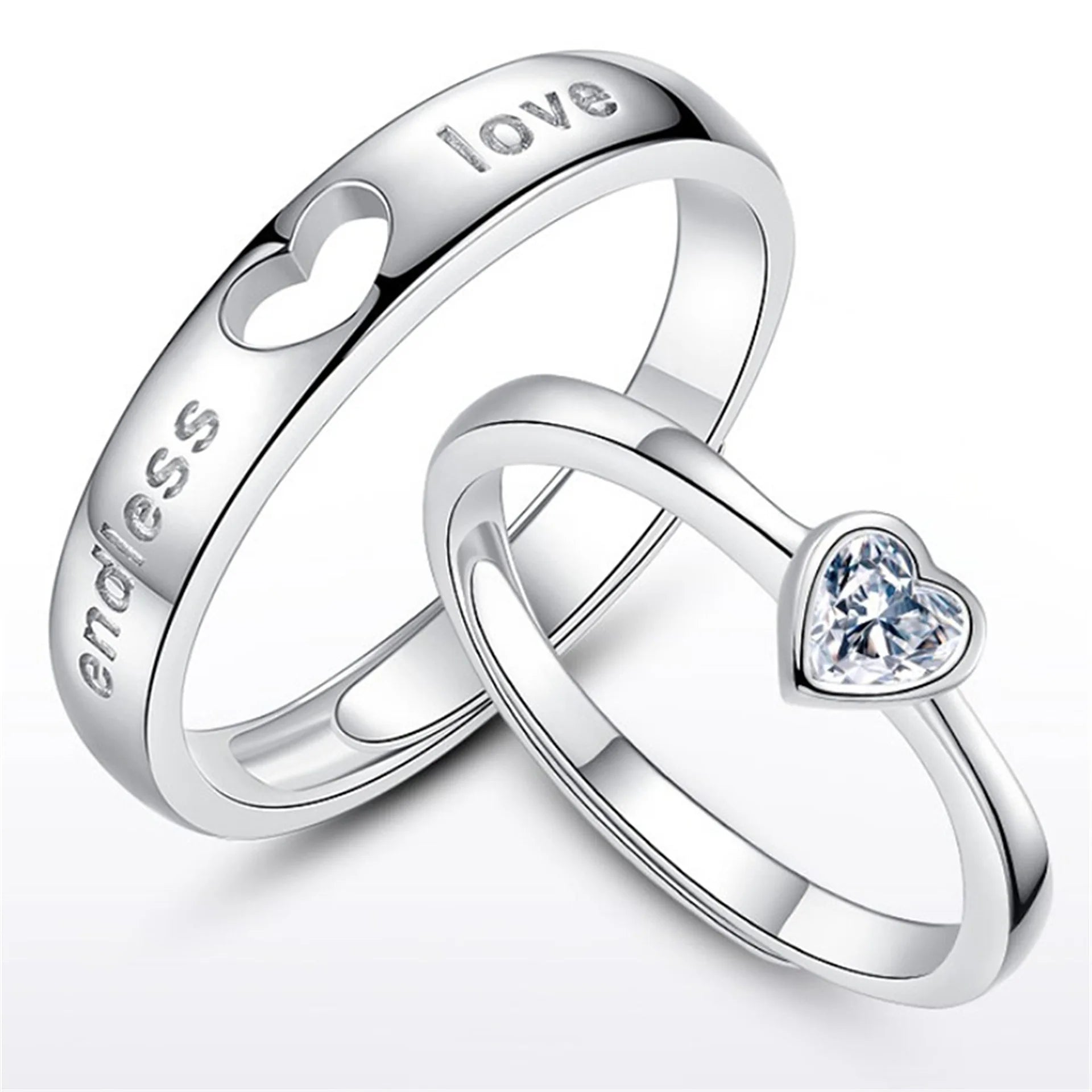 Wholesale Fashion Fine Jewelry Other Casual/Sporty Couple Rings Zircon Channel Setting Adjustable Rings for Women