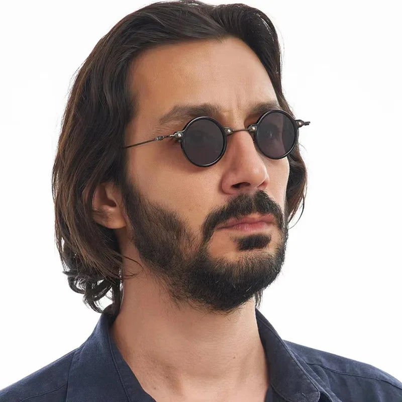 DL Glasses Fashion Retro Round Unisex Vintage Gradient Brown PC Sunglasses 2024 for Women and Men