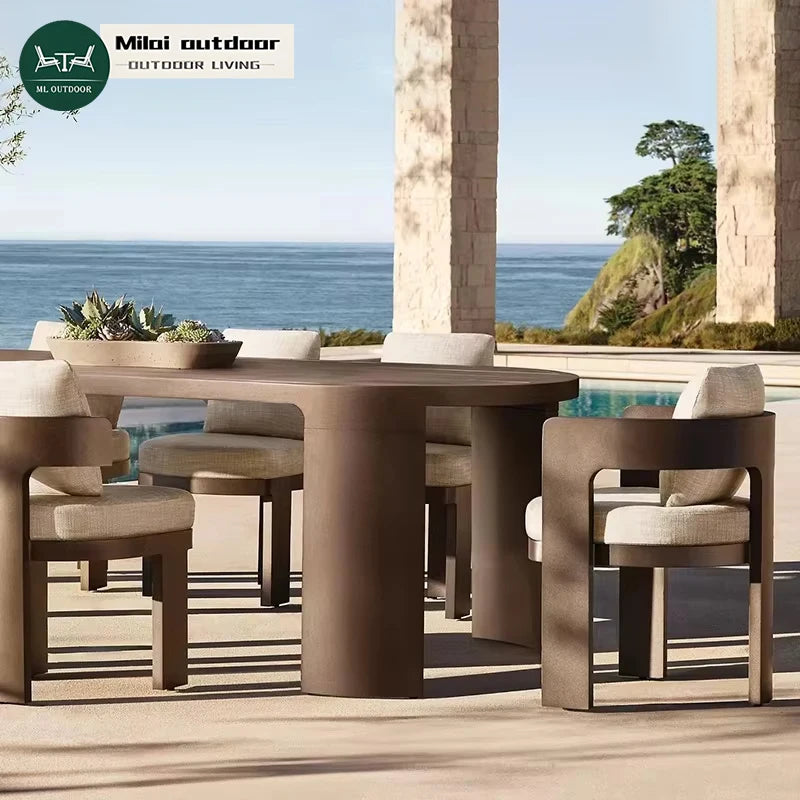 Modern Aluminum Outdoor Courtyard Garden Furniture Set Table and Chair for Coffee Shops Color Options Available for Parks