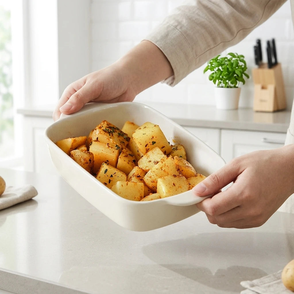 Multifunctional Rectangular Dish Tableware Sets Durable Cake Bread Baking Pan Sets Custom Double Ear Ceramic Bakeware