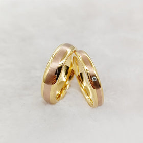 Love Sweetheart 2pcs Pair Statement Wedding Bands Engagement Rings Sets 18k Gold Plated Jewelry Ring Comfort Fit