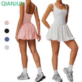 Custom Logo Women Quick Dry Tennis Skirt One Piece Tennis Dress Gym Sports Breathable Golf Tennis Dress Workout Running Wear