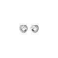 925 Sterling Silver Rose Gold Plated Cute Pretzel Stud Earrings with Cubic Zirconium Heart Knot Design Trendy Wedding Party Gift