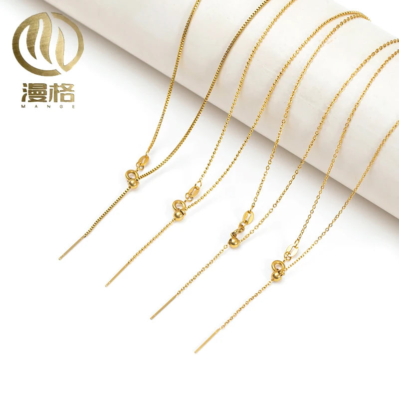 Newly Designed Gold Rose Gold Plated Stainless Steel Chain Adjustable DIY Necklace Necklace 45CM Women's Fine Necklace