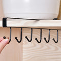 HelloWorld Multi-Purpose Hooks Cupboard Storage Hanging Kitchen Bathroom Tools 6 Hooks Cup Holder Hang Cabinet Under Shelf Organizer
