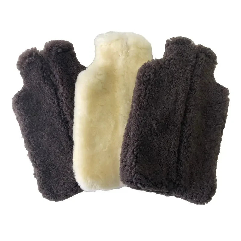 Sample Support Best Seller Thermos Sheepskin Hot Water Bottle case Shearling Lamb Fur Bottle Cover